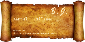Bakró József névjegykártya